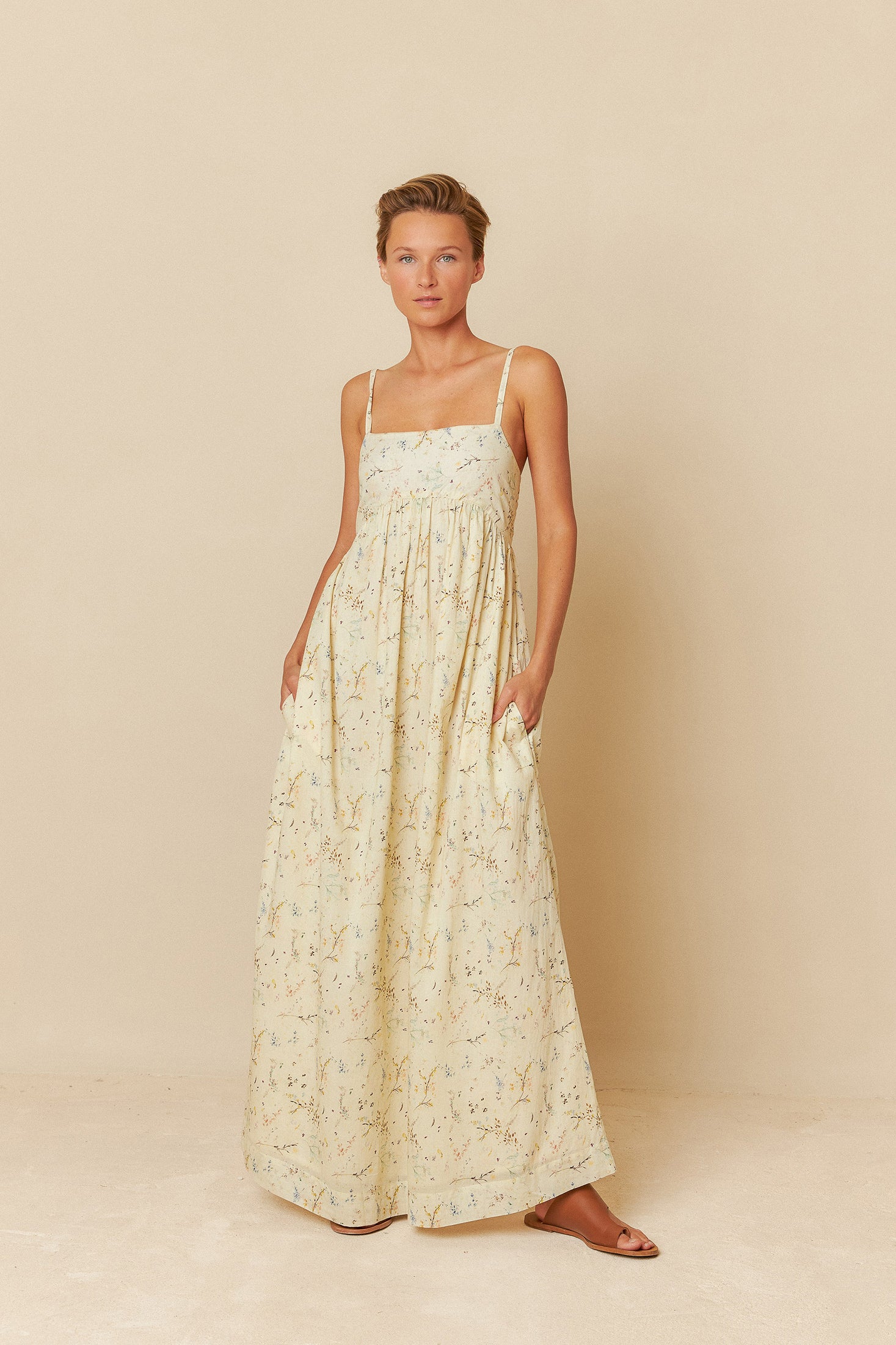 Indi & Cold Flower Press Voile Dress Vanilla