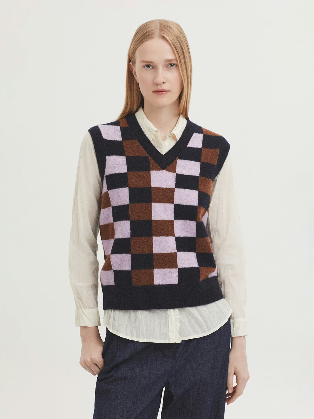 Checked Lambswool Vest