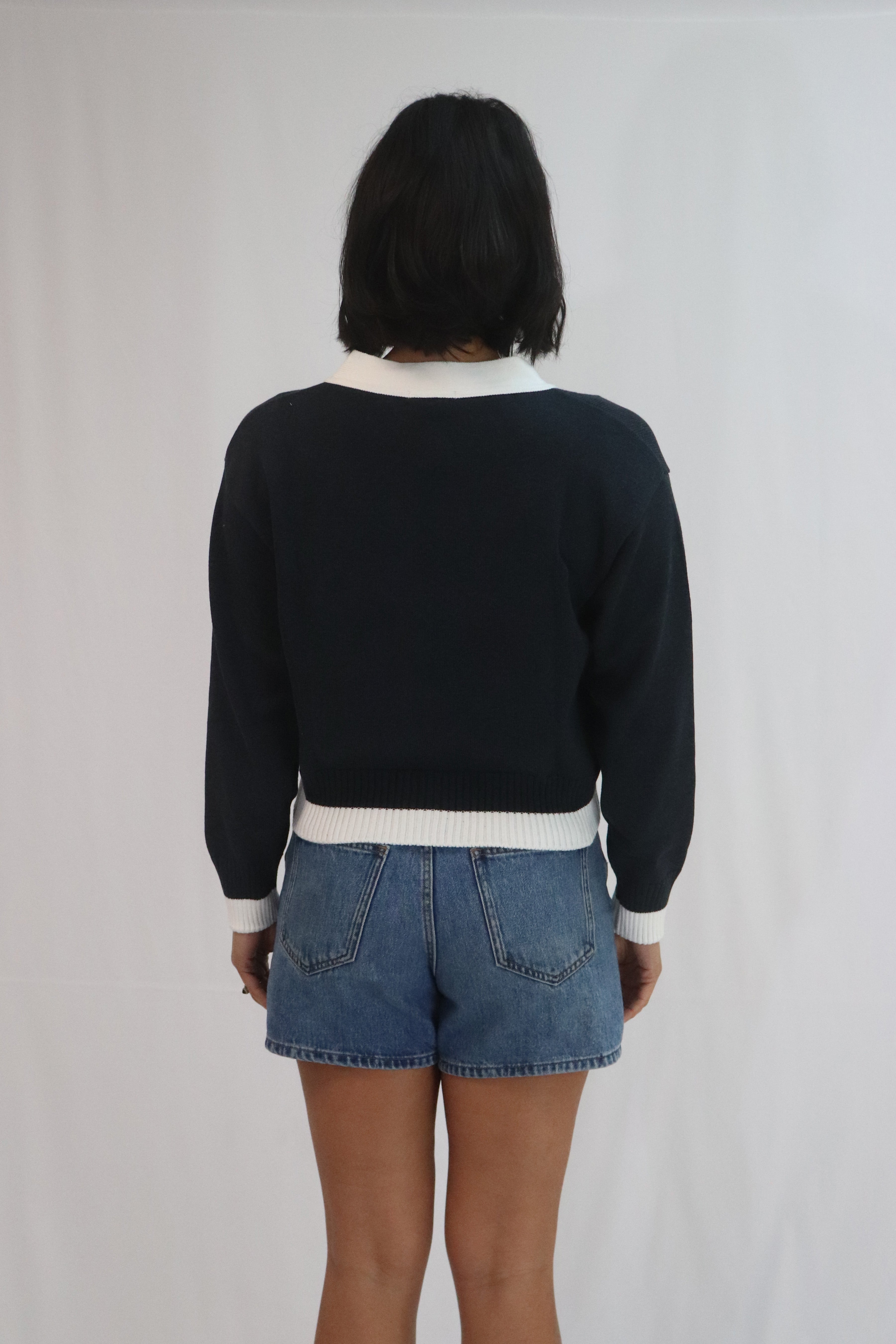 Tatano Contrast Cardi - Ink/White