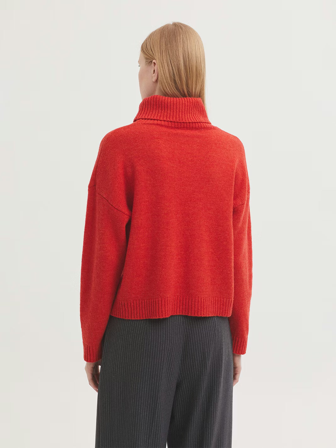 Wool Roll Neck Jumper - Red Orange