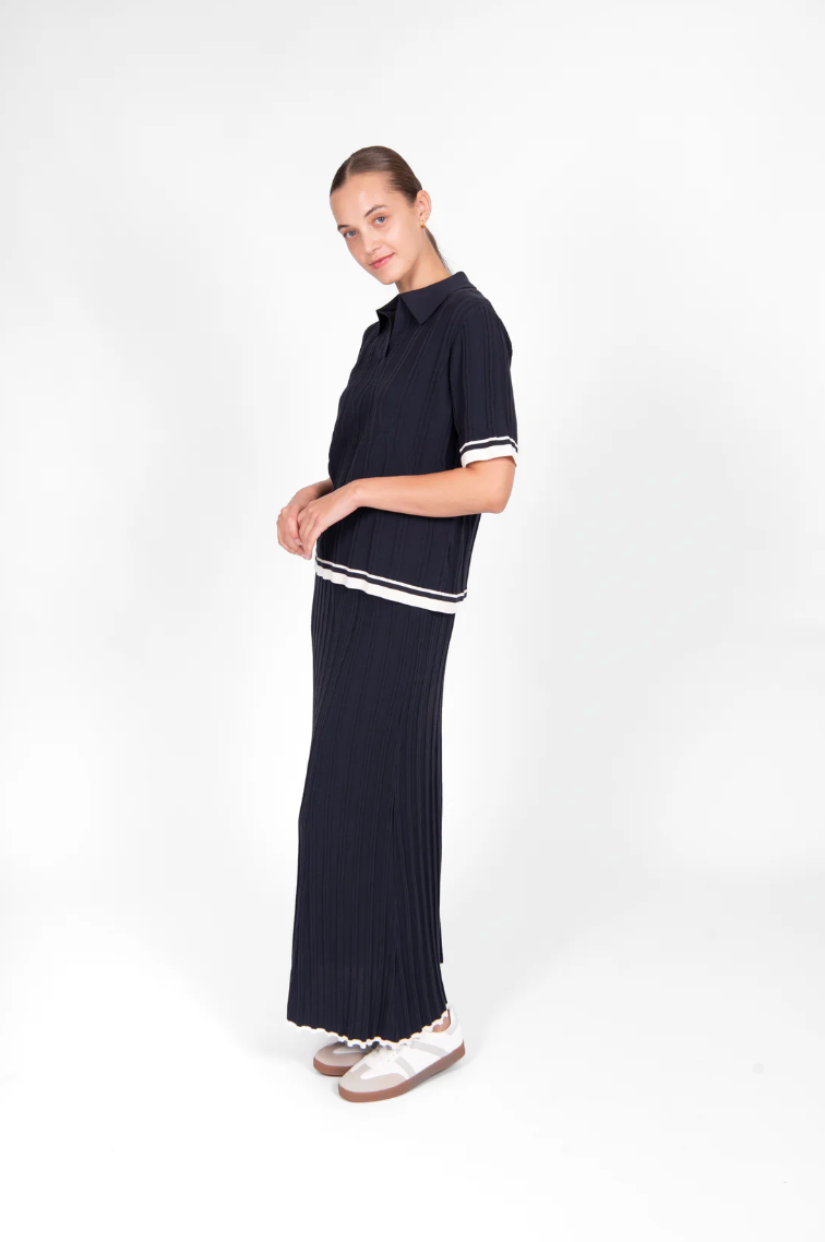 Skirt with Tipping - Navy/Cream