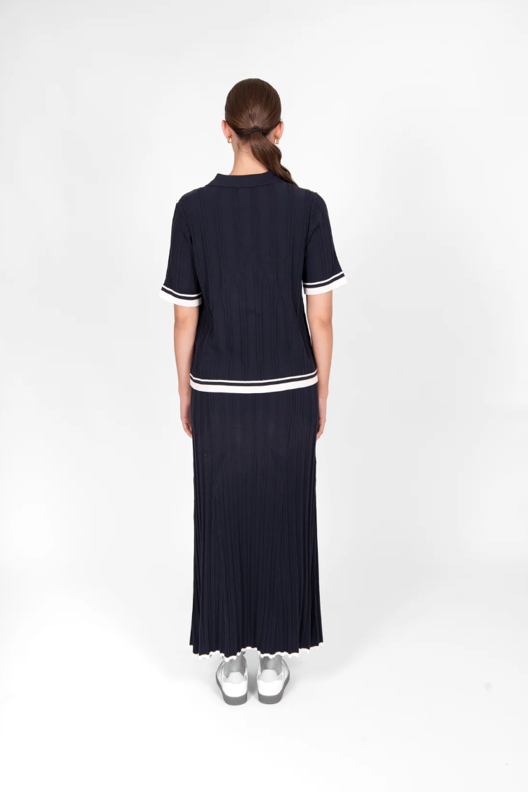 Skirt with Tipping - Navy/Cream