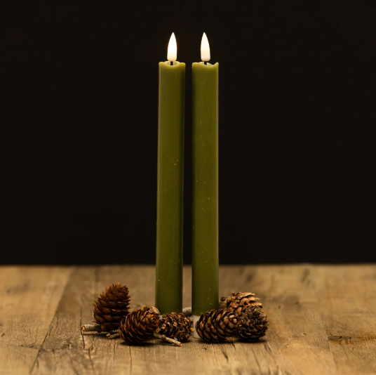 Green LED Table Candle Two Pack