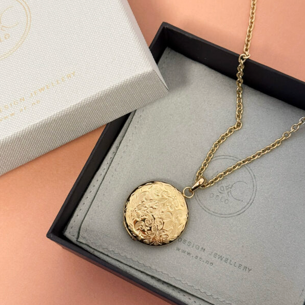 A&C Pure Steel Necklace Gold Flower Locket