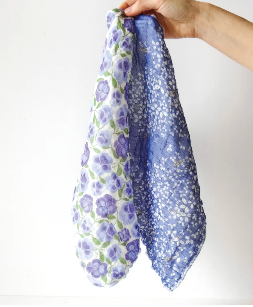 Orient Pansy Dishcloth in Blue