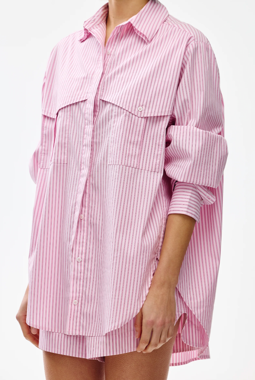 Kinney Riley Shirt Pink Pinstripe