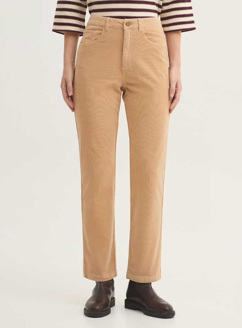 Five-Pocket Micro Corduroy Trousers - Terracotta Ecru