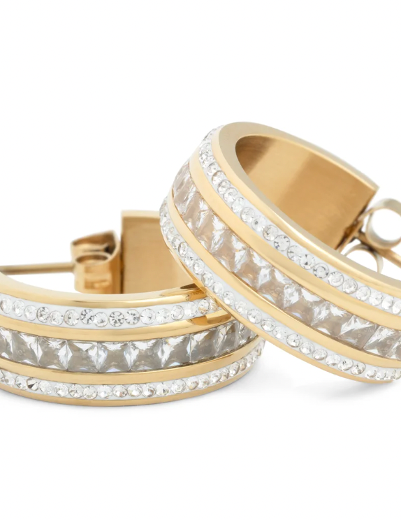 A&C OSLO EARRINGS STEEL CREOL CRYSTAL