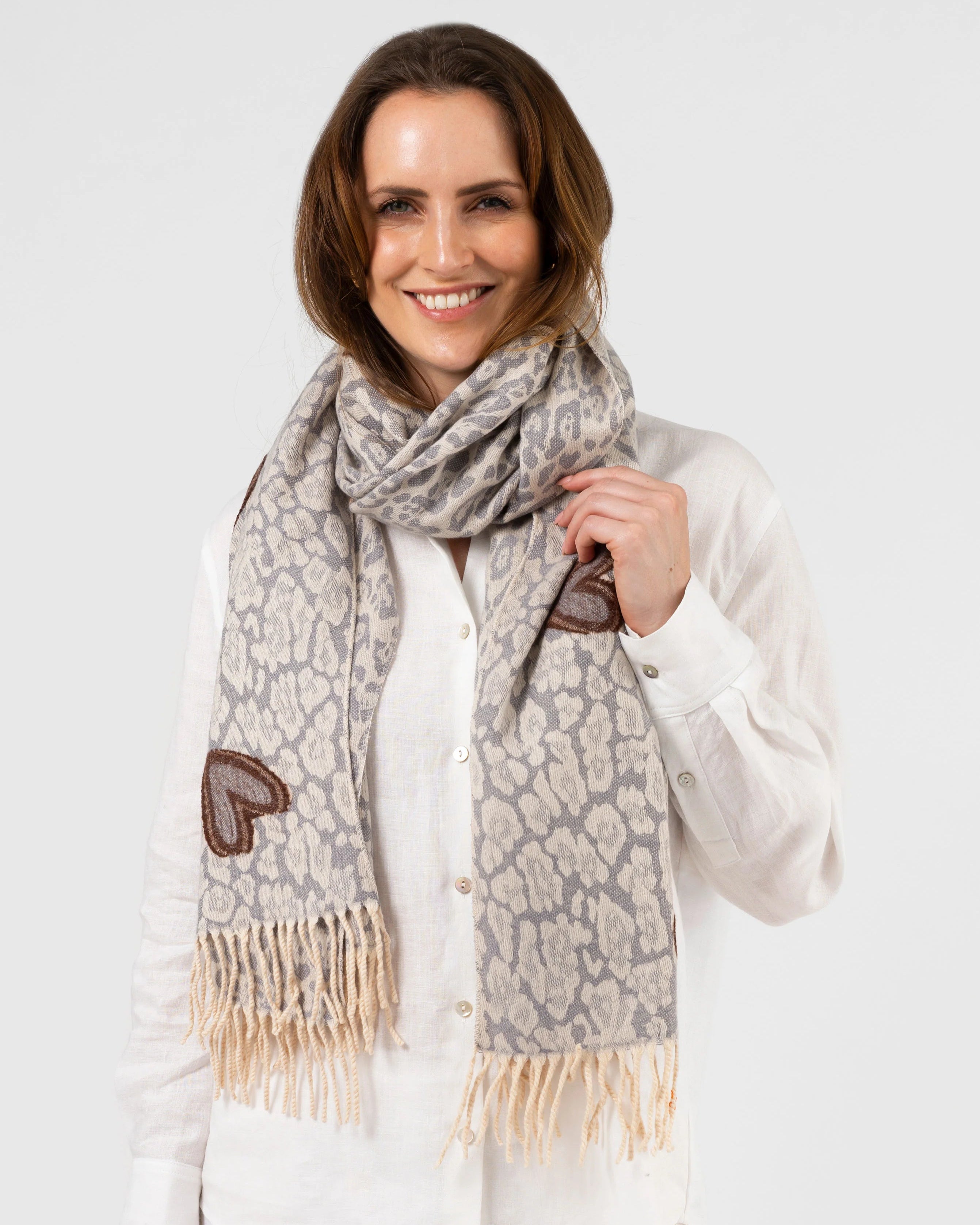 Stella+Gemma Scarf Hearts - Grey