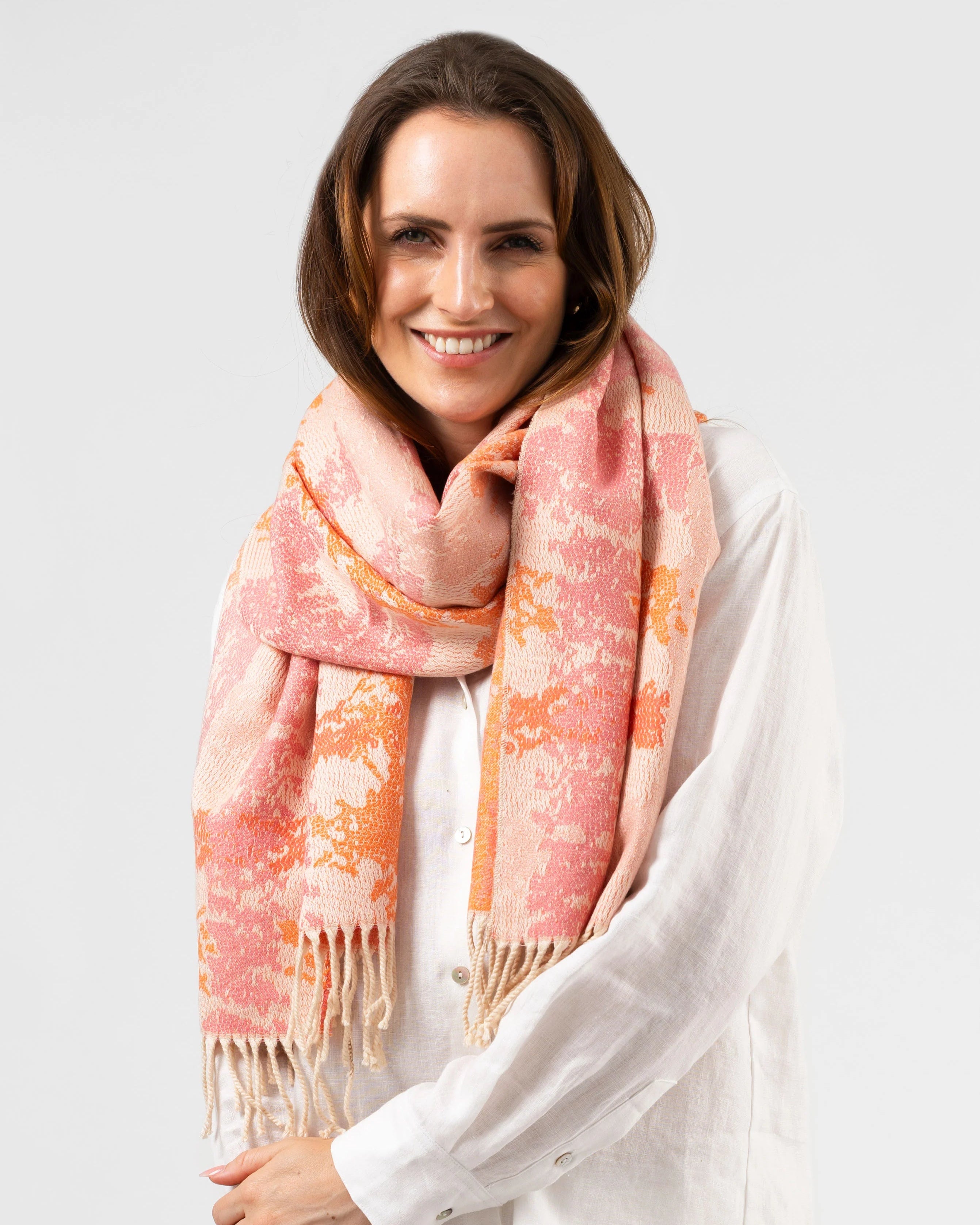 Stella+Gemma Scarf Tassels - Pink and Orange