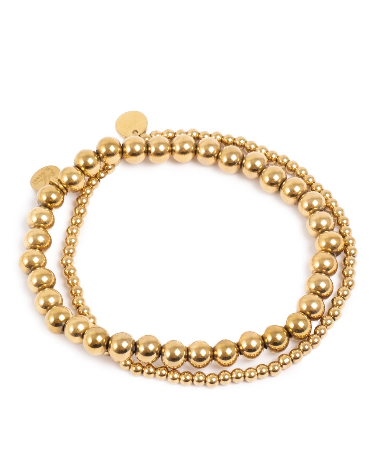 A&C Oslo Pure Steel Bead Bracelet Set- gold