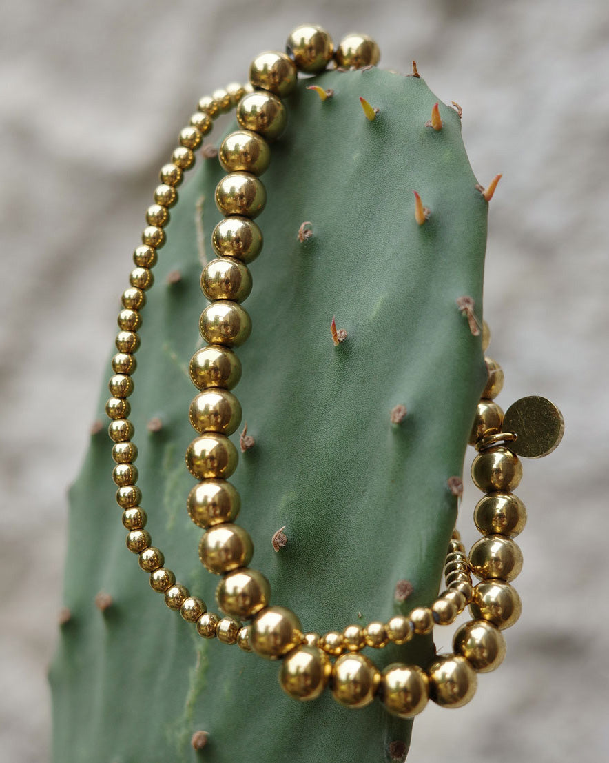 A&C Oslo Pure Steel Bead Bracelet Set- gold