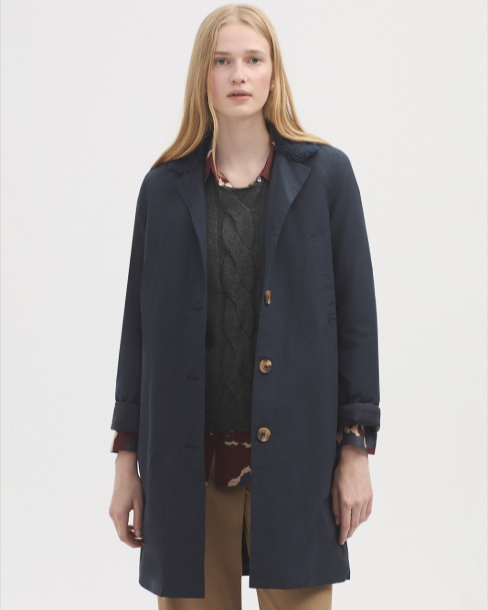 Nice Things Sheepskin Lined Parka- navy