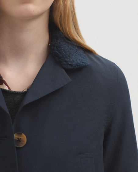 Nice Things Sheepskin Lined Parka- navy