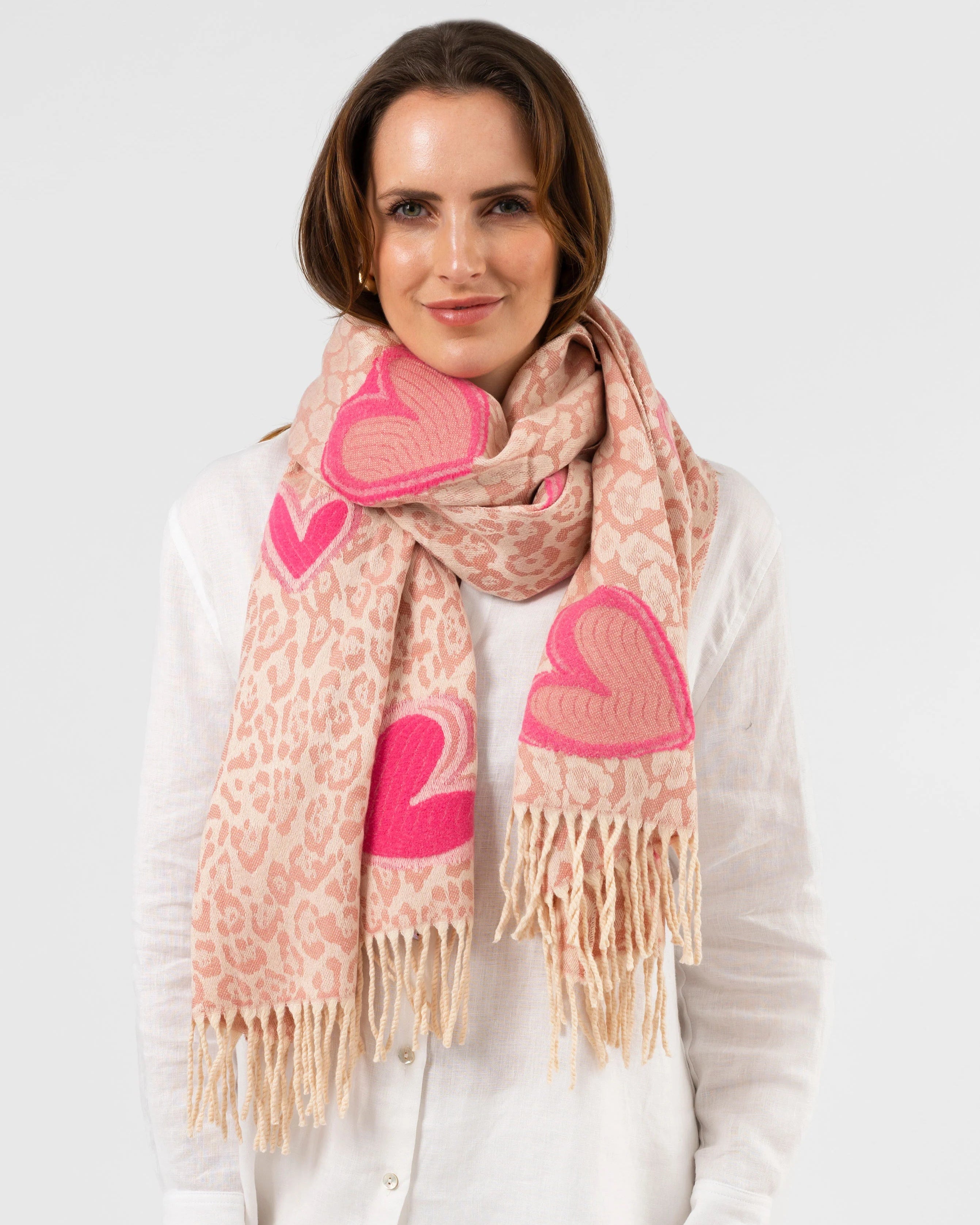Stella+Gemma Scarf Hearts- Pink