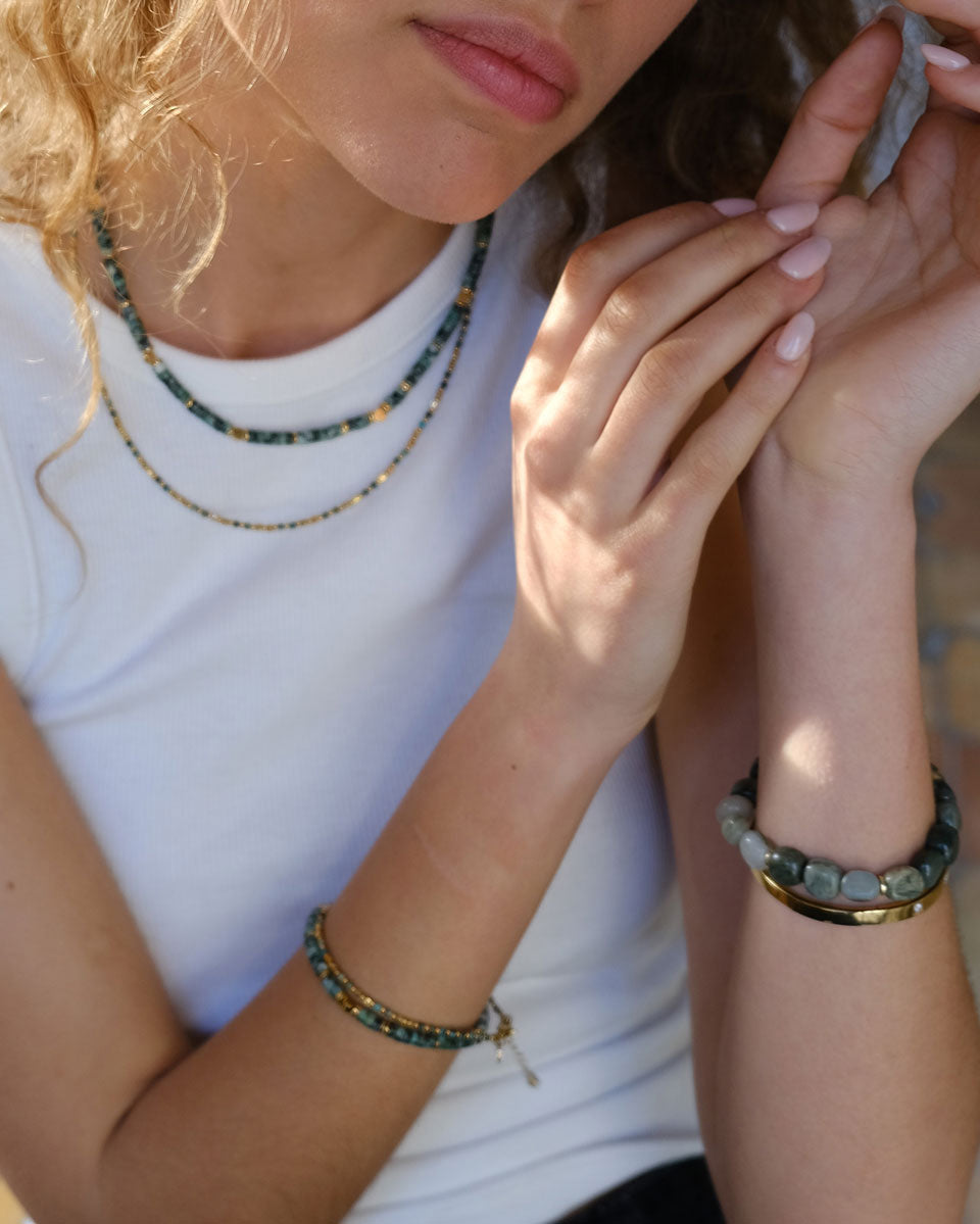 A&C Oslo Wild Nature Necklace Green Gold