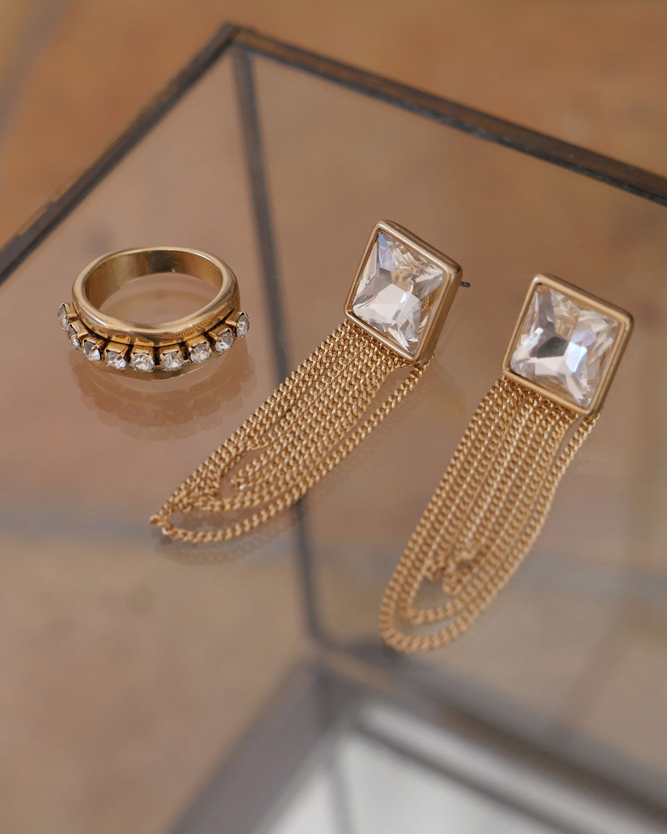 A&C Oslo Long Statement Earrings- gold