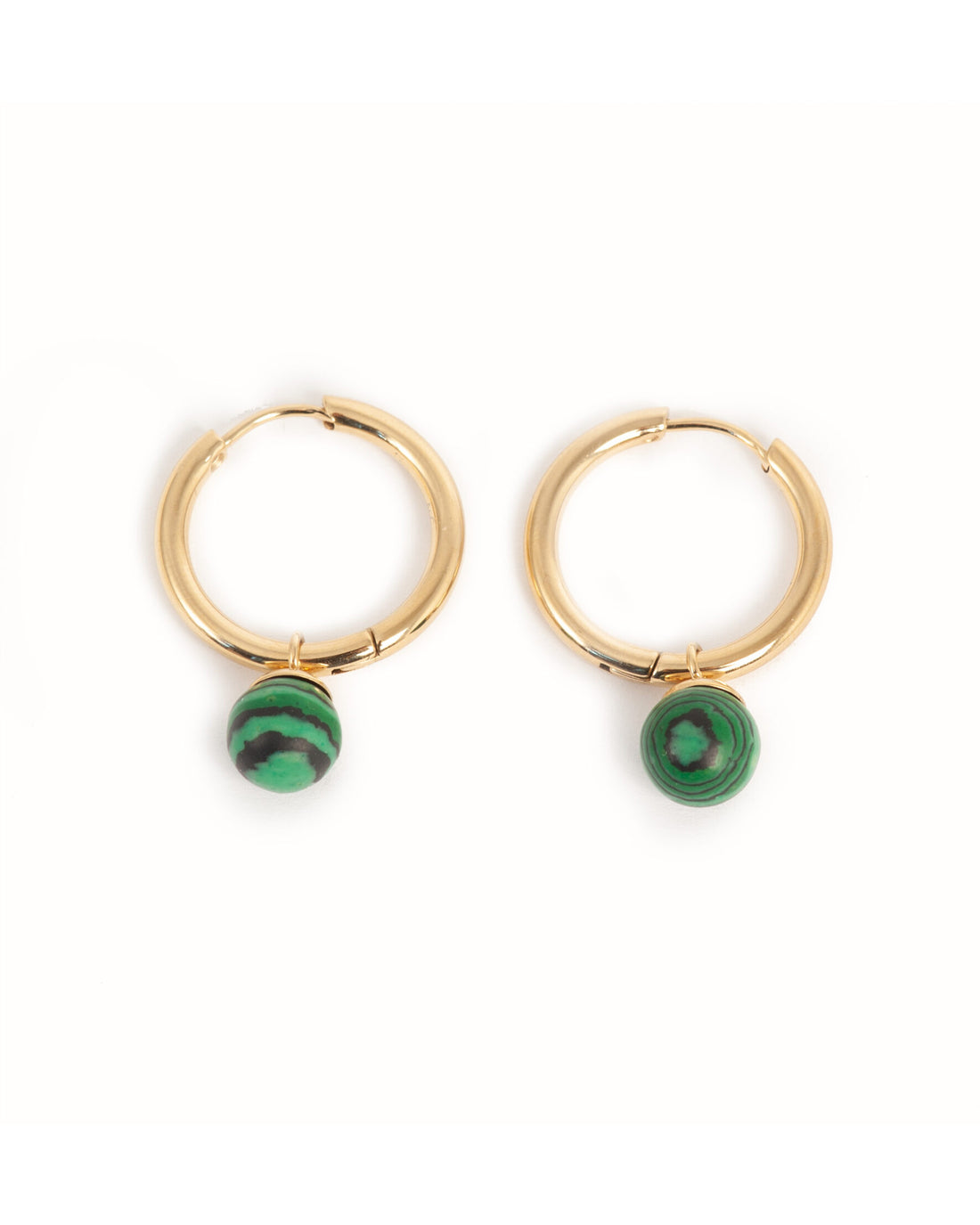 A&amp;C Oslo Earrings with Malachite Pendant- gold