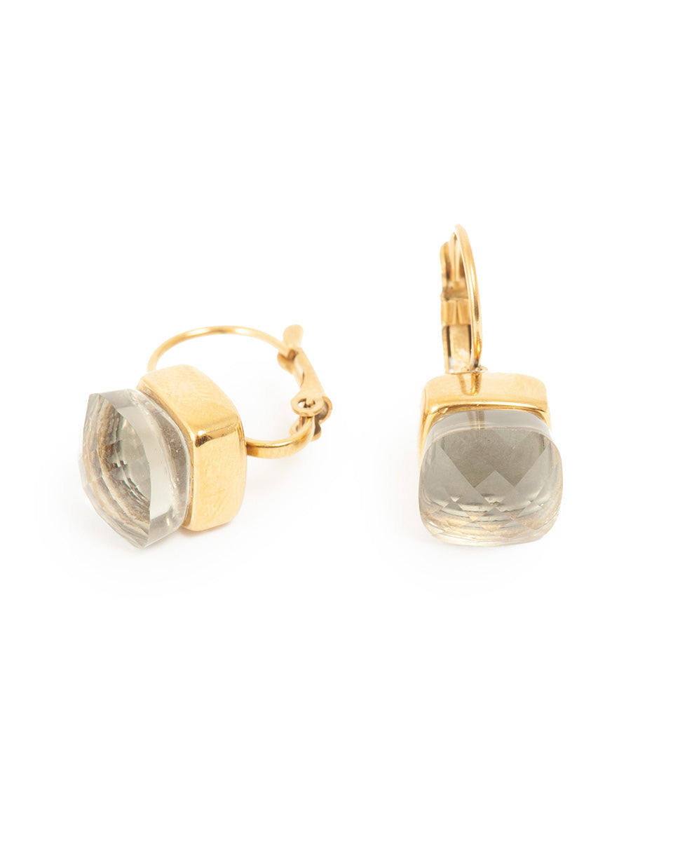 A&amp;C Oslo Steel Glass Earrings- Carbonado glass