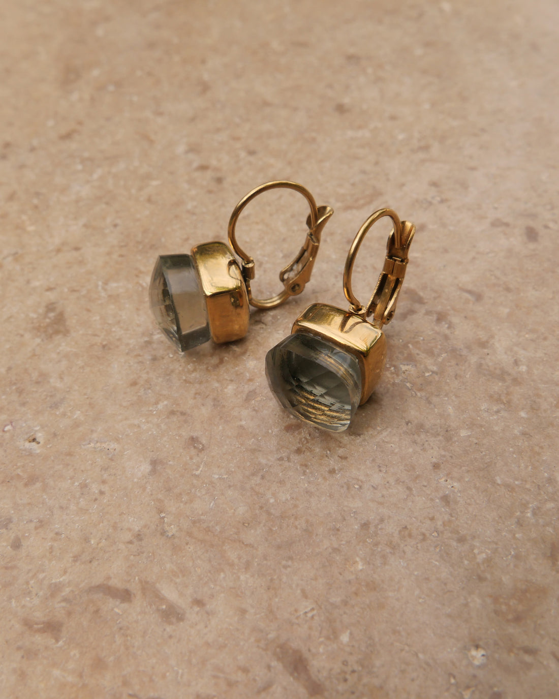 A&amp;C Oslo Steel Glass Earrings- Carbonado glass