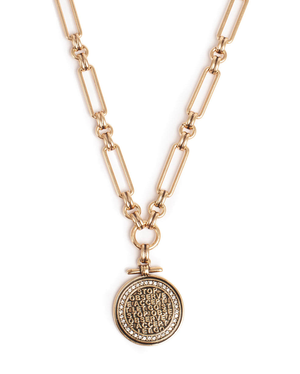 A&amp;C Oslo Coins of Relief Necklace Rectangle Link - gold
