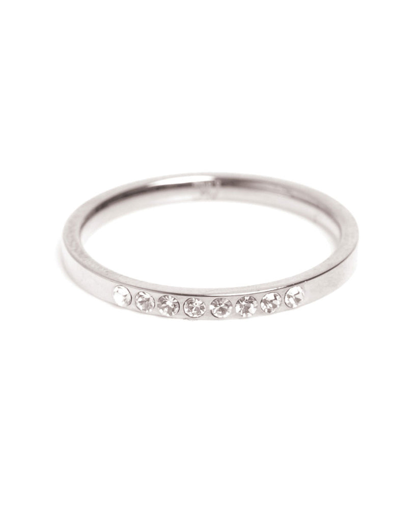 A&C Oslo Pure Steel Ring with Crystals - silver