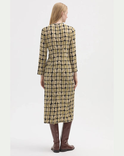 Nice Things Square Leaves Long Dress - ecru
