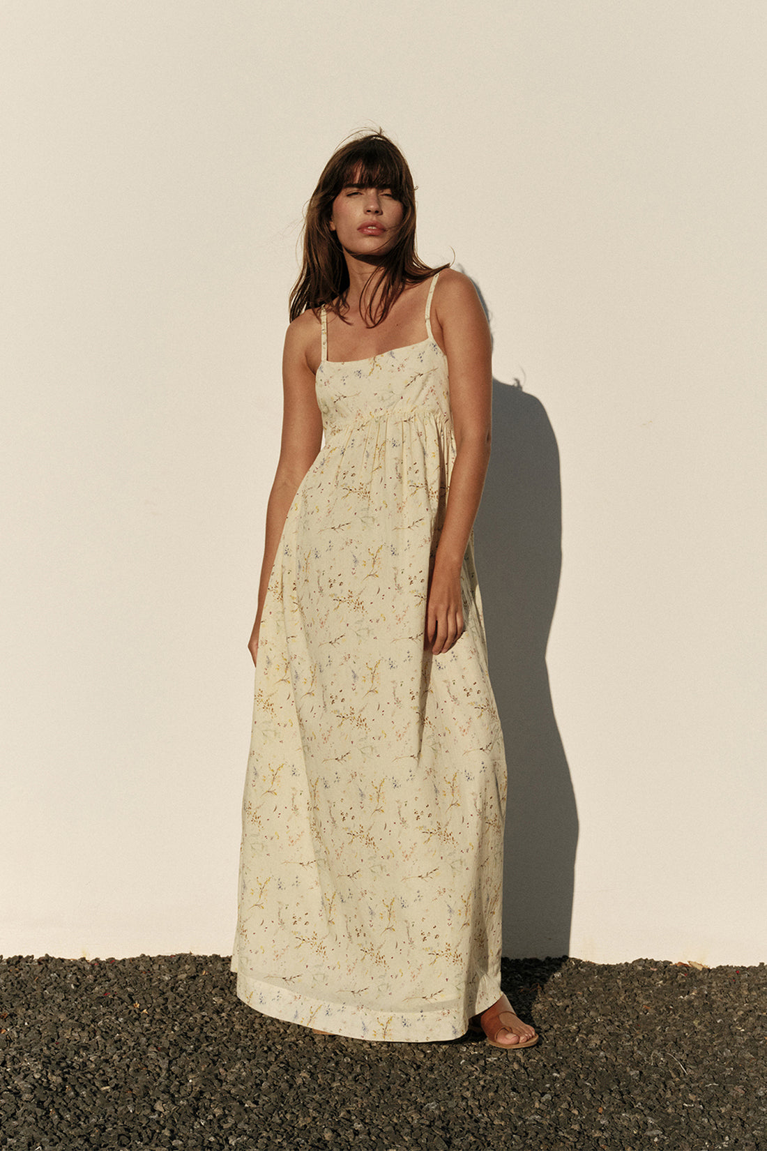 Indi &amp; Cold Flower Press Voile Dress Vanilla