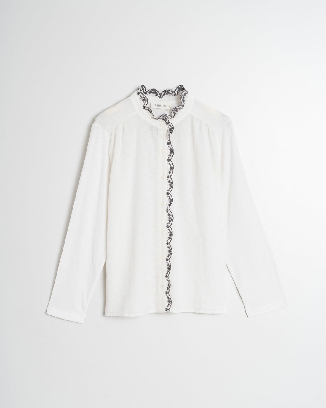 Indi&amp;Cold Combined Shirt with Contrast Details-  white