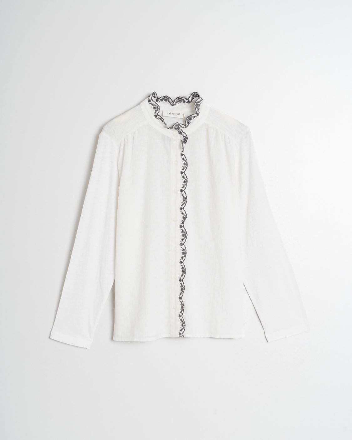 Indi&amp;Cold Combined Shirt with Contrast Details-  white