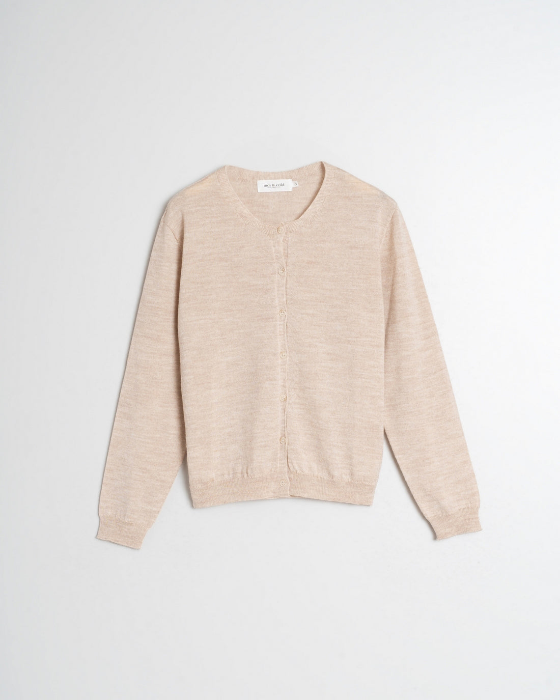 Indi&amp;Cold Basic Cardigan in Merino Wool- beige