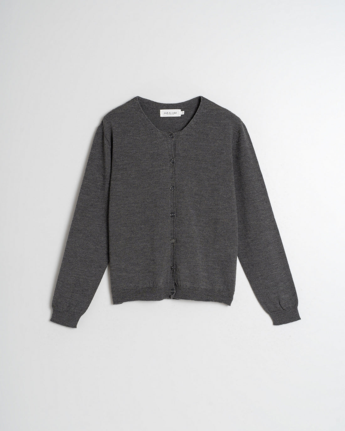 Indi&amp;Cold Basic Cardigan in Merino Wool- charcoal