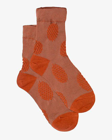 Antler Textured Spot Sock - Terracotta