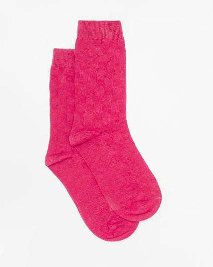Antler Basketweave Socks - Pink