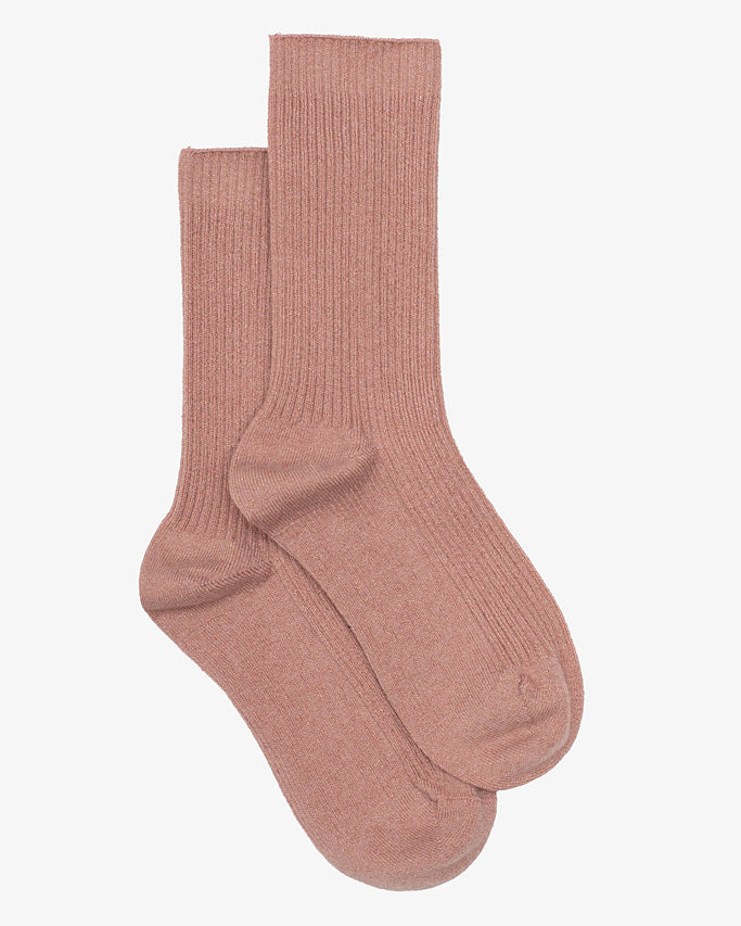 Antler Ribbed Lurex Sock | Blush