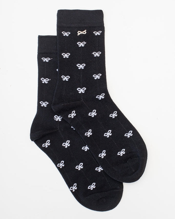 Antler Socks- Black & Silver Bow Socks