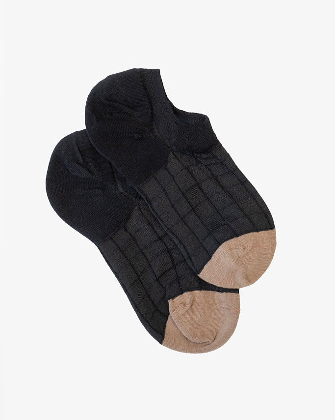 Antler Socks- No Show/ Black Grid