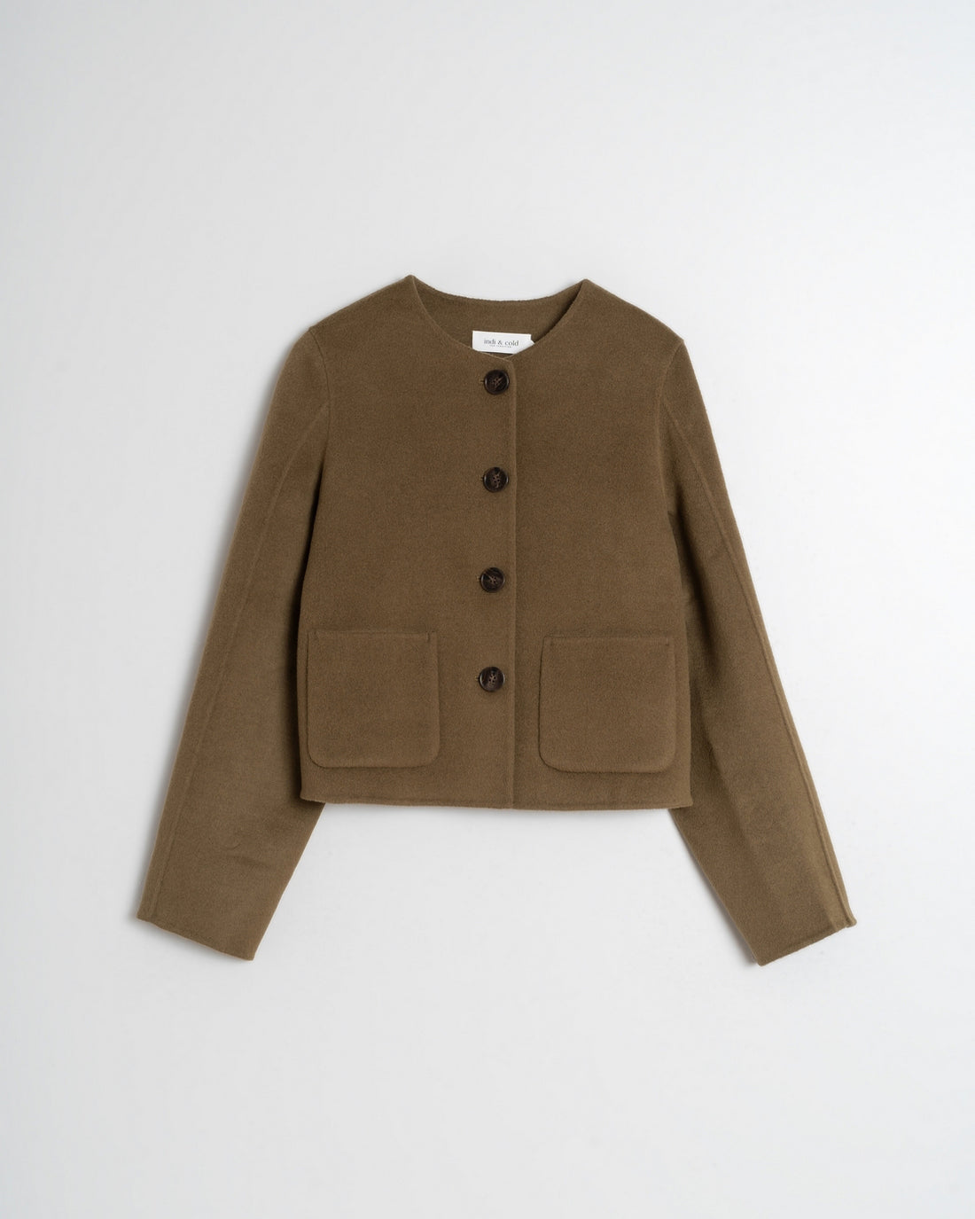 Indi&amp;Cold Short Wool Coat- brown