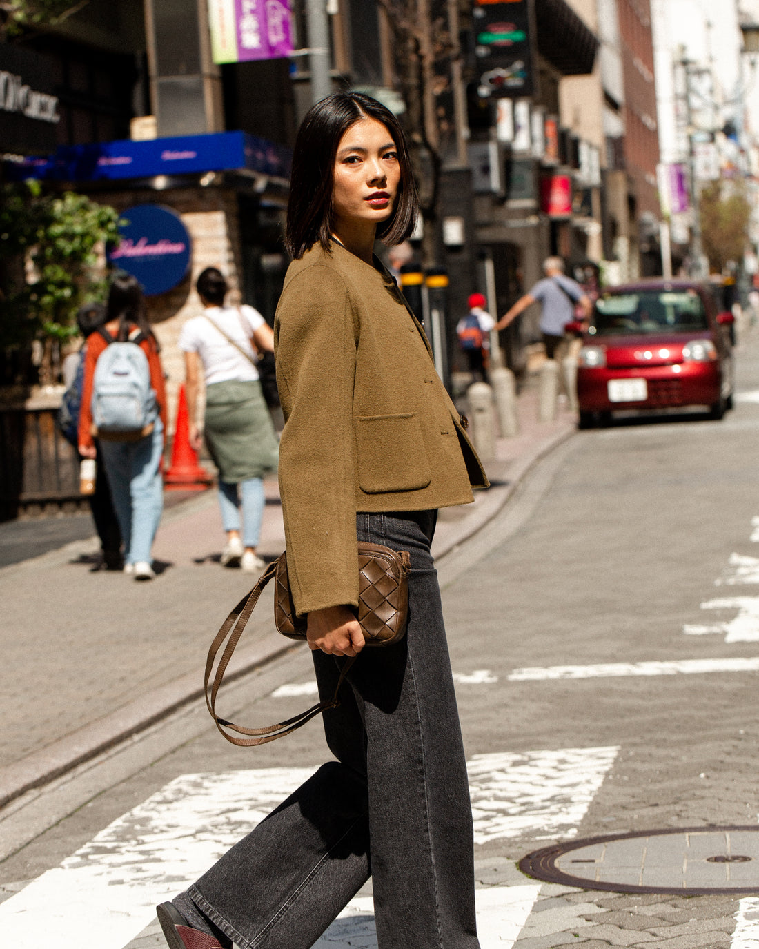 Indi&amp;Cold Short Wool Coat- brown