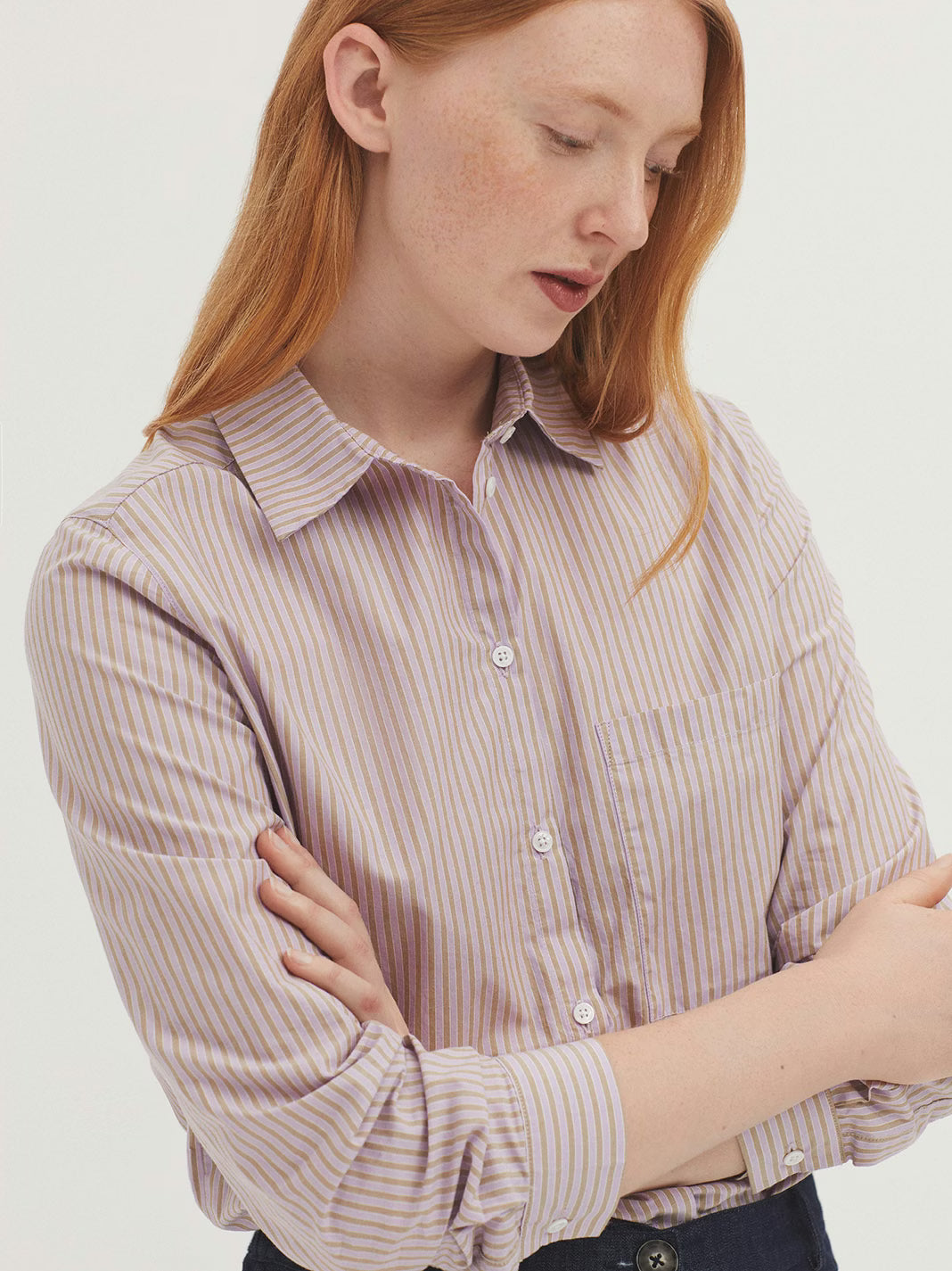 Striped Poplin Shirt - Lavender