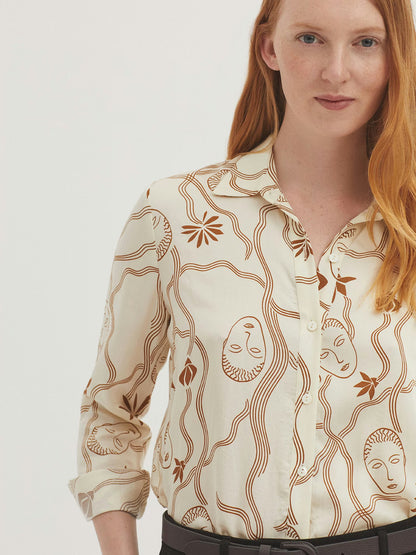 Muses Garden Satin Shirt - Ecru
