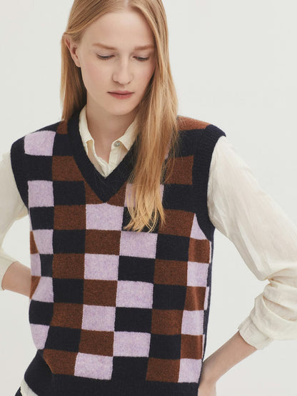 Checked Lambswool Vest