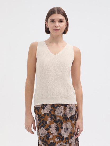 V Neck Vest - Ecru