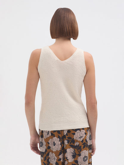 V Neck Vest - Ecru
