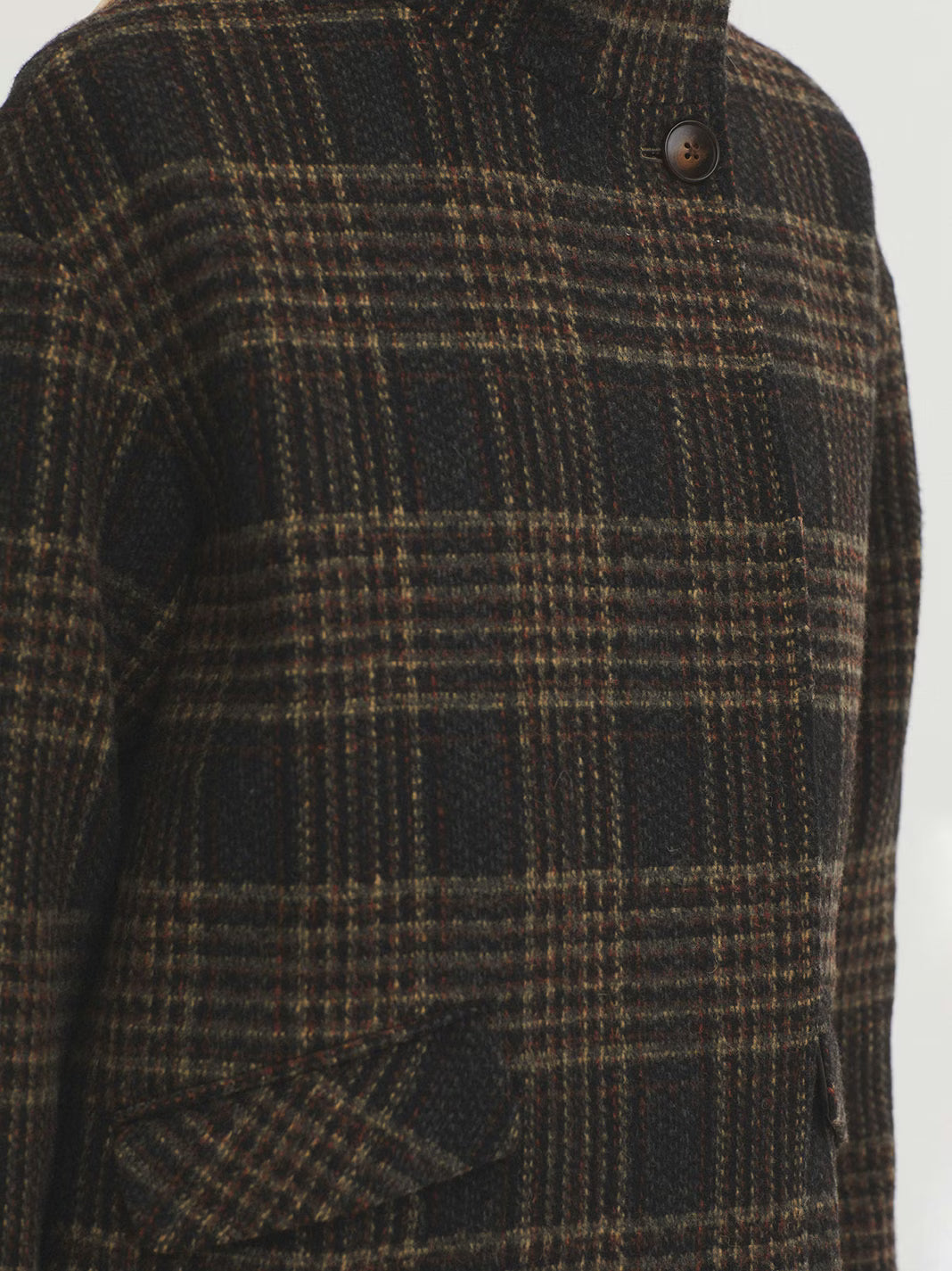 Plaid Wool Blend Jacket - brown tones