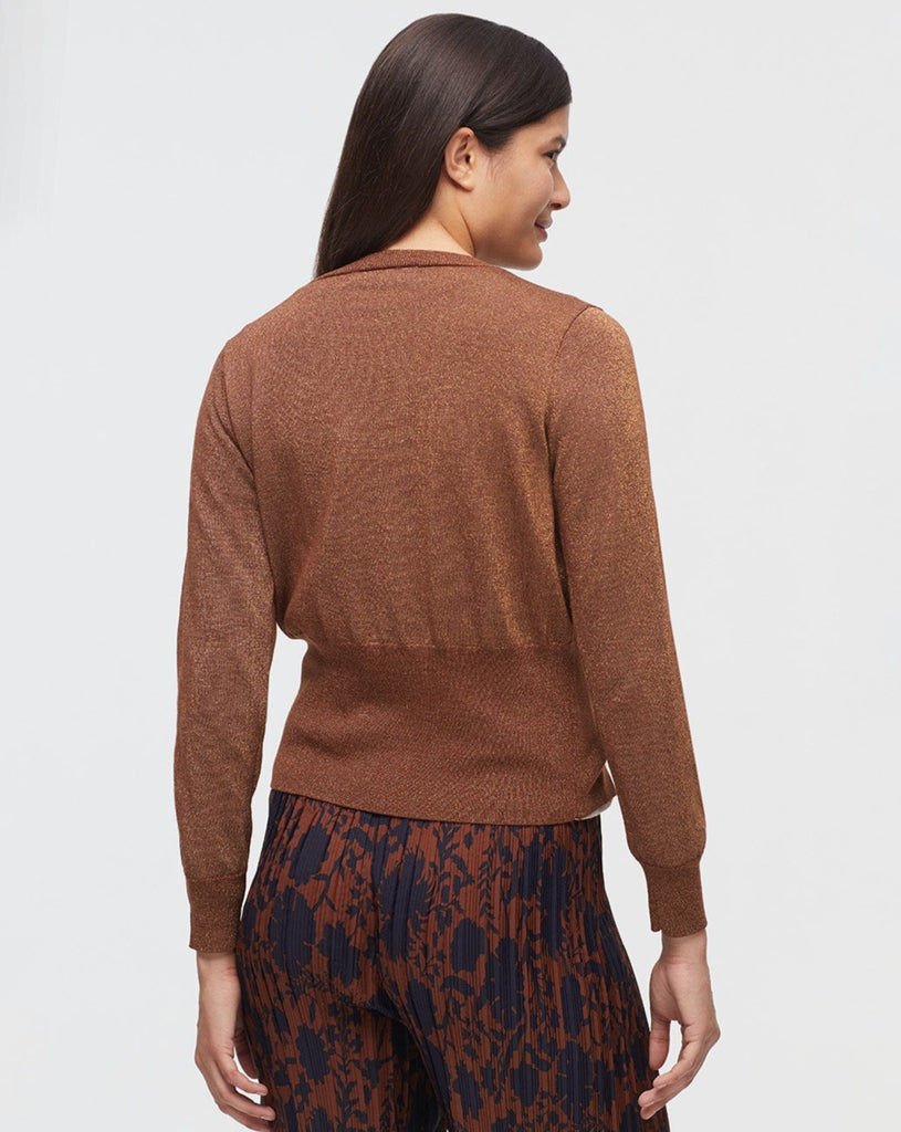 Nice Things Paloma S. Round Neck Cardigan - Shiny brown
