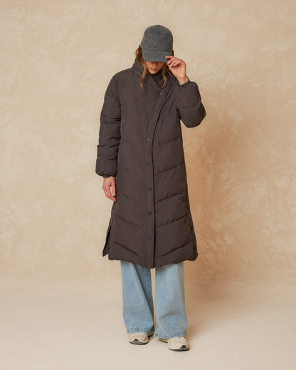 Indi &amp; Cold Maxi Padded Coat with Feather-down Filling - brown
