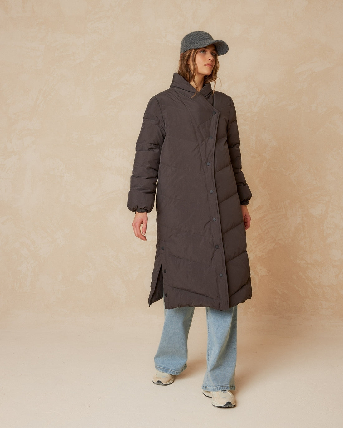 Indi &amp; Cold Maxi Padded Coat with Feather-down Filling - brown