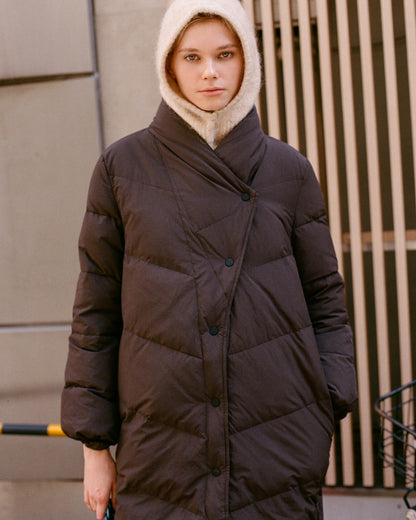 Indi &amp; Cold Maxi Padded Coat with Feather-down Filling - brown