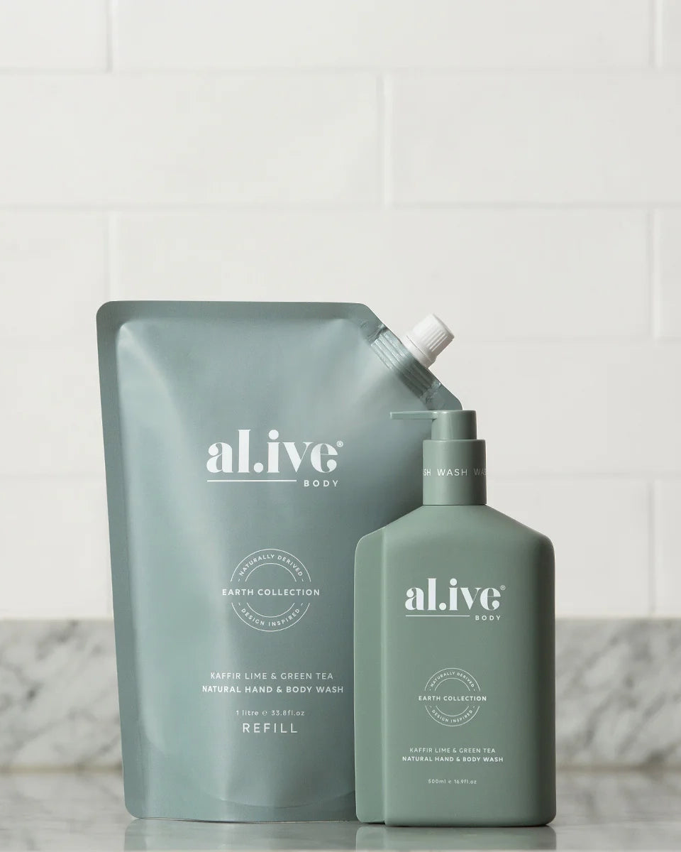Al.ive 1 ltr wash refill - kaffir lime &amp; green tea